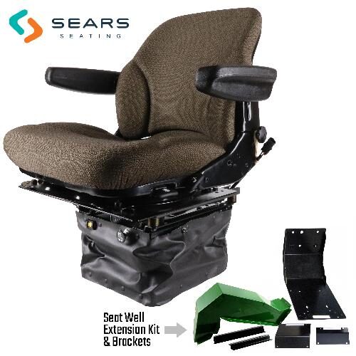 Sears Mid Back Seat for John Deere 30 Series, Brown Fabric w/ Air Suspension